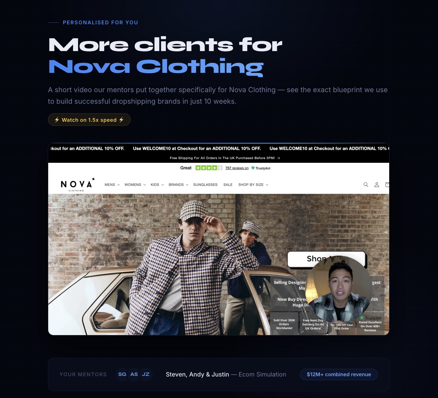 Example landing page